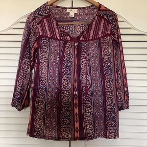 SOLD ⭐️Style & Co Boho Print 3/4 Sleeve Blouse XS